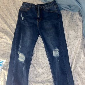 Dark Blue Ripped Jeans, Size: Medium